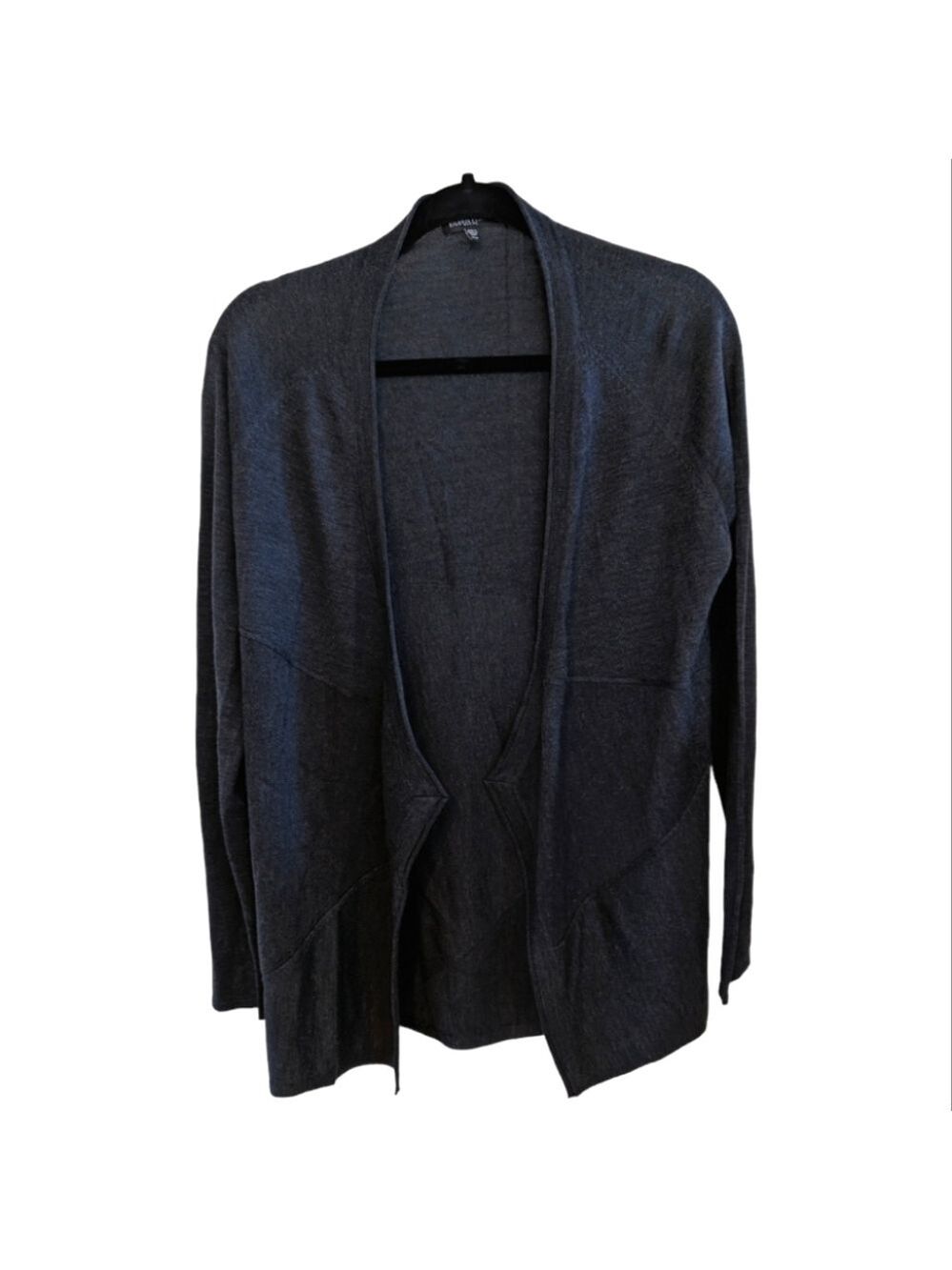 Eileen Fisher Dark Charcoal Merino Wool Open Cardigan Size PM